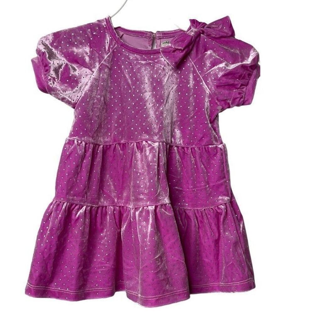 Habitual Kid Baby Girls Glitter Dot Tiered Velvet Dress Size 18 Months